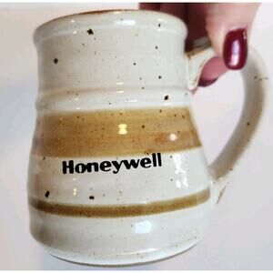 Vintage 1980's Clay In Mind Honeywell Defense Speckled Stoneware Advertising Mug